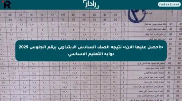 «احصل عليها الآن» نتيجة الصف السادس الابتدائي برقم الجلوس 2025 بوابة التعليم الأساسي
